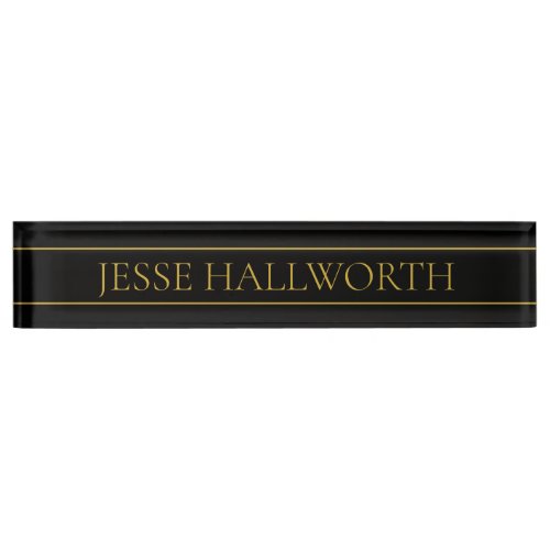 Classy Customizable Gold Text  Lines Desk Name Plate