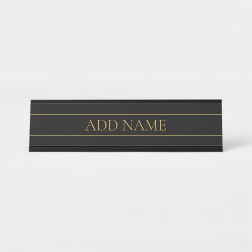 Classy Customizable Gold Text  Lines Desk Name Plate