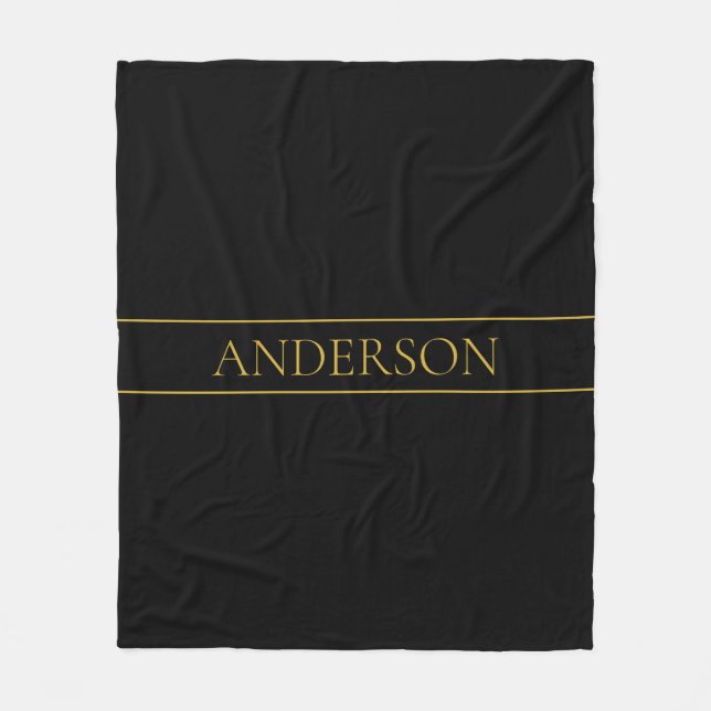 Classy Customizable Gold Text & Lines Fleece Blanket (Front)