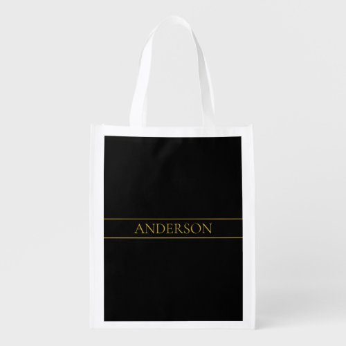 Classy Customizable Gold Text  Lines Grocery Bag