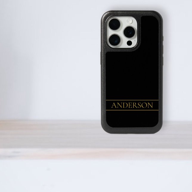 Classy Customizable Gold Text & Lines iPhone 15 Pro Case (Creator Uploaded)
