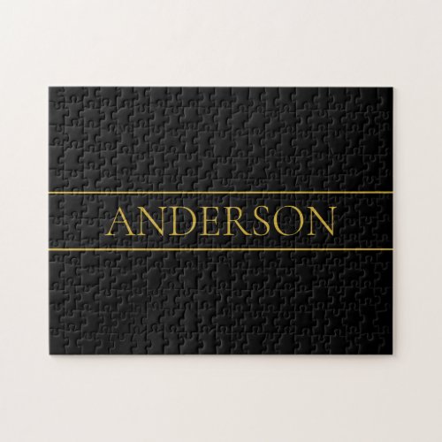 Classy Customizable Gold Text  Lines Jigsaw Puzzle