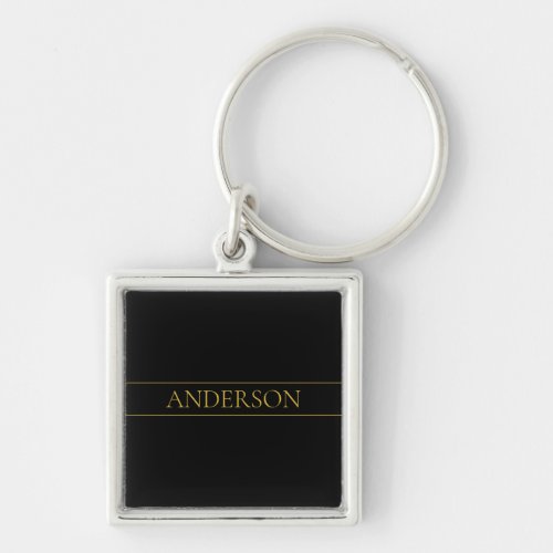Classy Customizable Gold Text  Lines Keychain