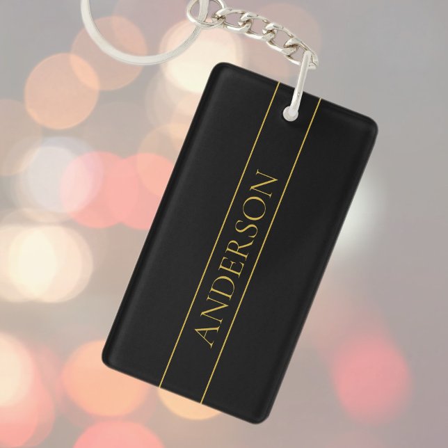 Classy Customizable Gold Text & Lines Keychain (Creator Uploaded)