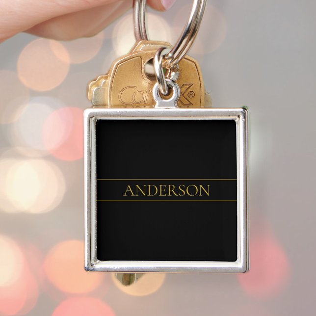 Classy Customizable Gold Text & Lines Keychain (Creator Uploaded)