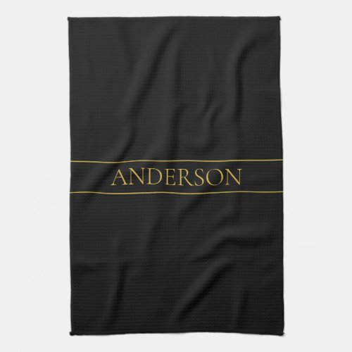 Classy Customizable Gold Text  Lines Kitchen Towel