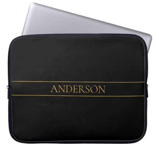 Classy Customizable Gold Text  Lines Laptop Sleeve