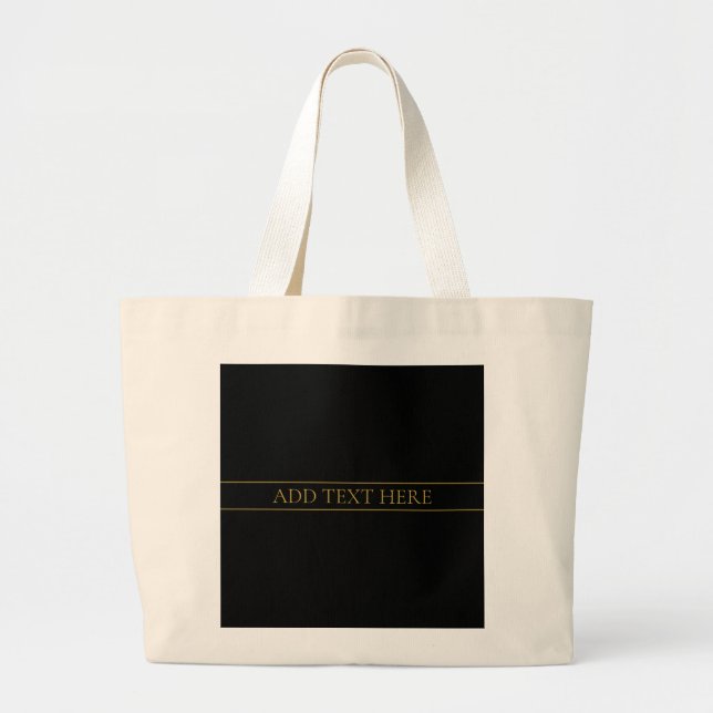 Classy Customizable Gold Text & Lines Large Tote Bag (Front)