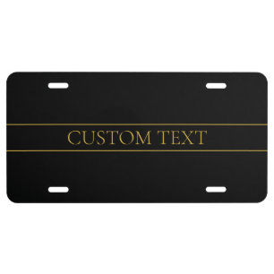 Classy Customizable Gold Text & Lines License Plate