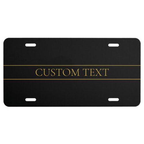 Classy Customizable Gold Text  Lines License Plate