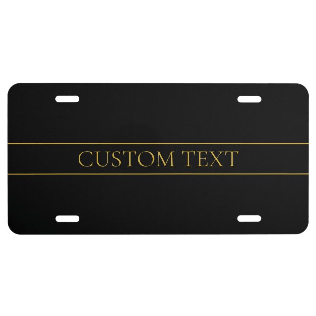 Classy Customizable Gold Text & Lines License Plate (Front)