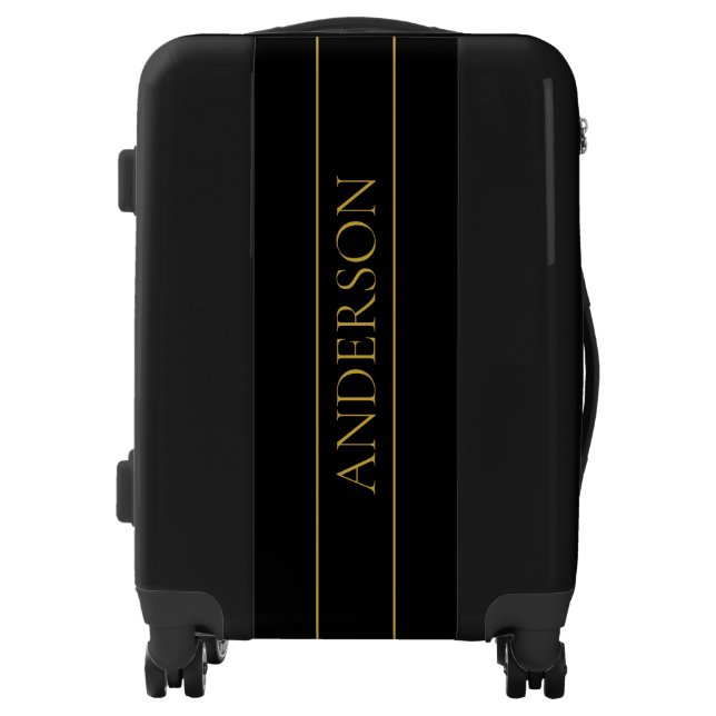 Classy Customizable Gold Text & Lines Luggage (Front)