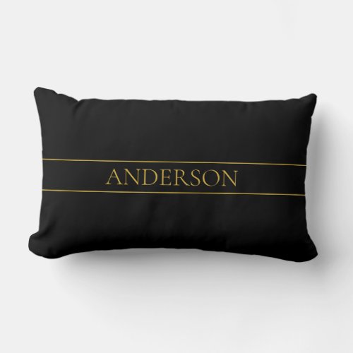 Classy Customizable Gold Text  Lines Lumbar Pillow