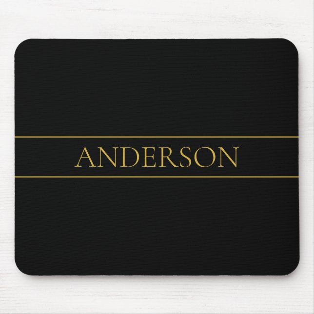 Classy Customizable Gold Text & Lines Mouse Pad (Front)