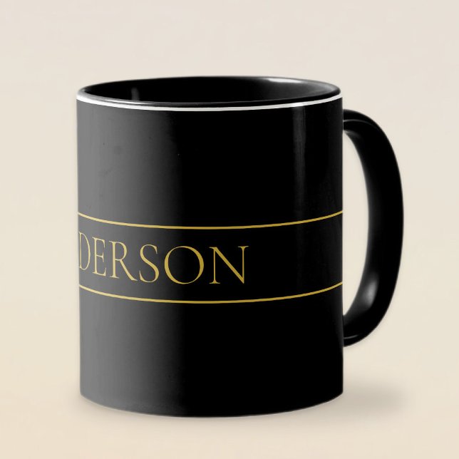 Classy Customizable Gold Text & Lines Mug (Creator Uploaded)