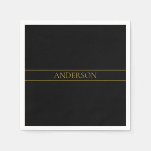 Classy Customizable Gold Text & Lines Napkins