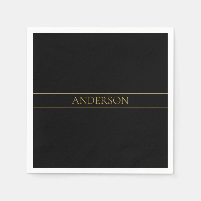 Classy Customizable Gold Text & Lines Napkins (Front)