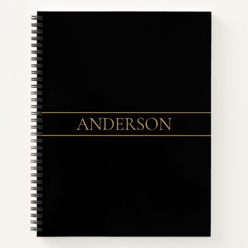 Classy Customizable Gold Text  Lines Notebook