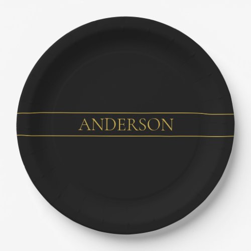 Classy Customizable Gold Text  Lines Paper Plates