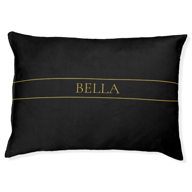 Classy Customizable Gold Text & Lines Pet Bed (Front)