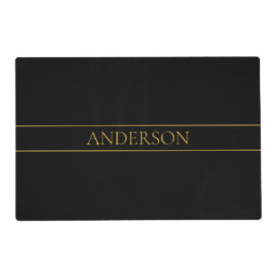Classy Customizable Gold Text & Lines Placemat