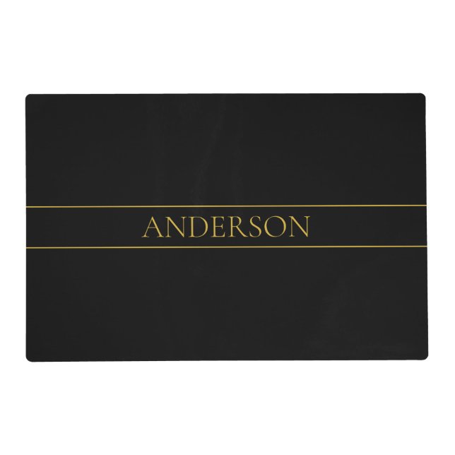 Classy Customizable Gold Text & Lines Placemat (Front)