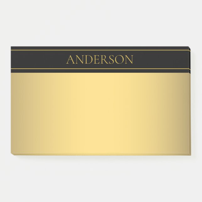 Classy Customizable Gold Text & Lines Post-it Notes (Front)