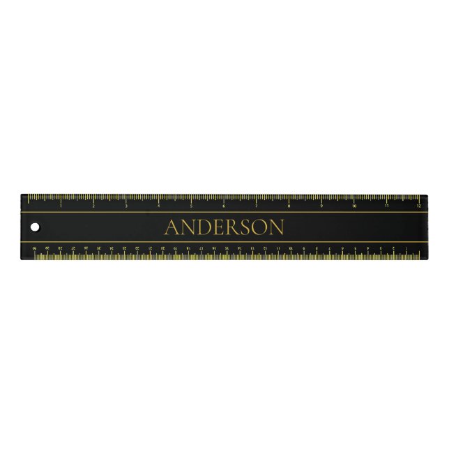 Classy Customizable Gold Text & Lines Ruler (Front)