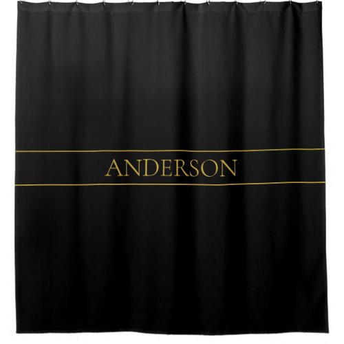 Classy Customizable Gold Text  Lines Shower Curtain