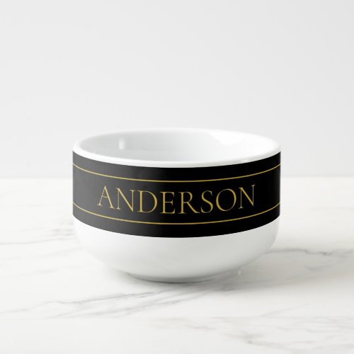 Classy Customizable Gold Text  Lines Soup Mug
