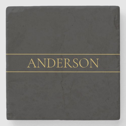 Classy Customizable Gold Text  Lines Stone Coaster