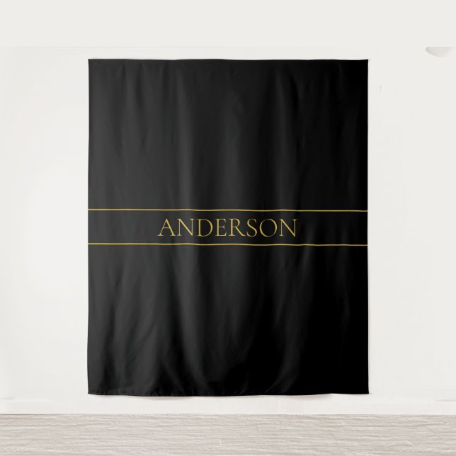 Classy Customizable Gold Text & Lines Tapestry (Front)