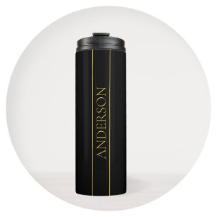 Classy Customizable Gold Text & Lines Thermal Tumbler