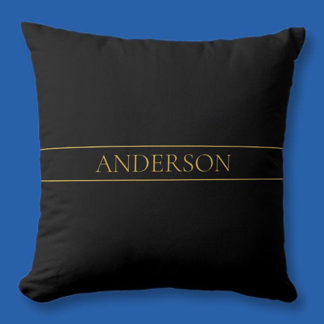 Classy Customizable Gold Text & Lines Throw Pillow (Creator Uploaded)