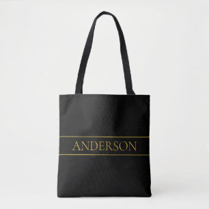 Classy Customizable Gold Text & Lines Tote Bag
