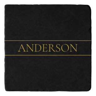 Classy Customizable Gold Text & Lines Trivet