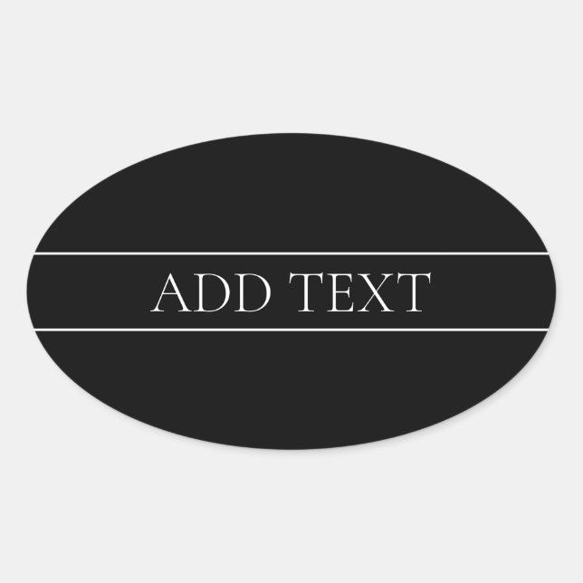 Classy Customizable White Text & Lines Oval Sticker (Front)