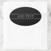 Classy Customizable White Text & Lines Oval Sticker (Bag)