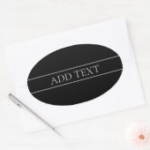 Classy Customizable White Text & Lines Oval Sticker (Envelope)