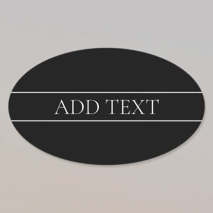 Classy Customizable White Text & Lines Oval Sticker
