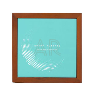 Classy cyan Elegant geometric luxury Desk Organizer