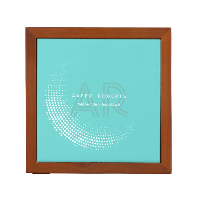 Classy cyan Elegant geometric luxury Desk Organizer (Front)