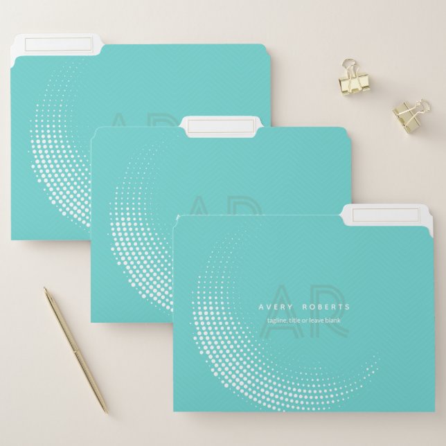 Classy cyan Elegant geometric Professional File Folder (Set)