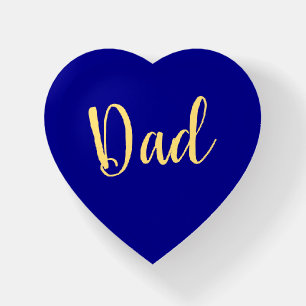 Classy "Dad" Script Rich Royal Blue Background Paperweight