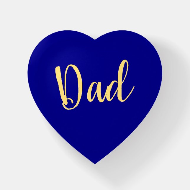 Classy "Dad" Script Rich Royal Blue Background Paperweight (Front)