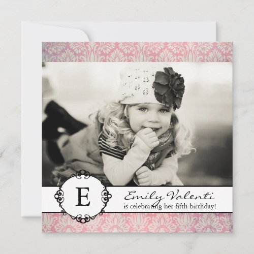 Classy Damask Birthday Party Invitation