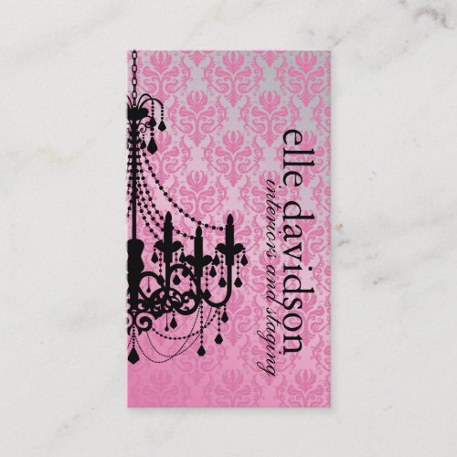 Classy Damask Chandelier Business Card