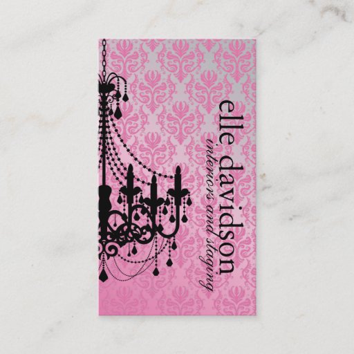 Customizable Classy Damask Chandelier Business Card