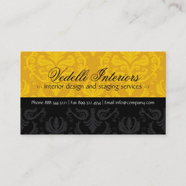 Classy Damask Designer Business Card (Front)