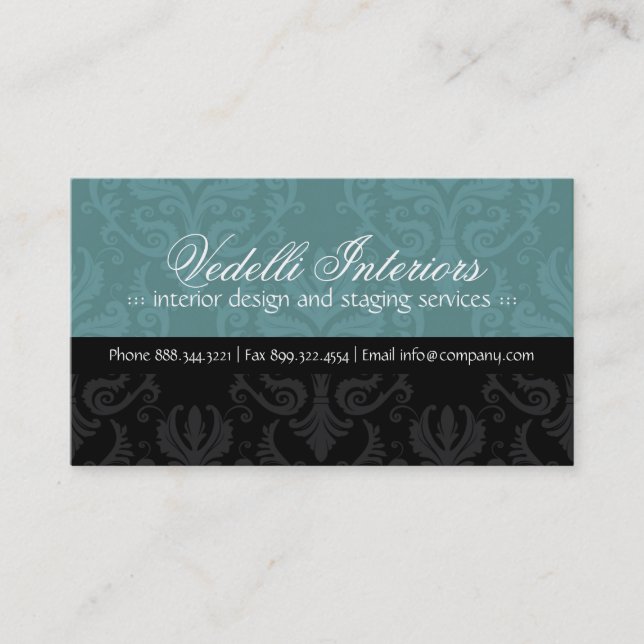 Classy Damask Designer Business Card (Front)